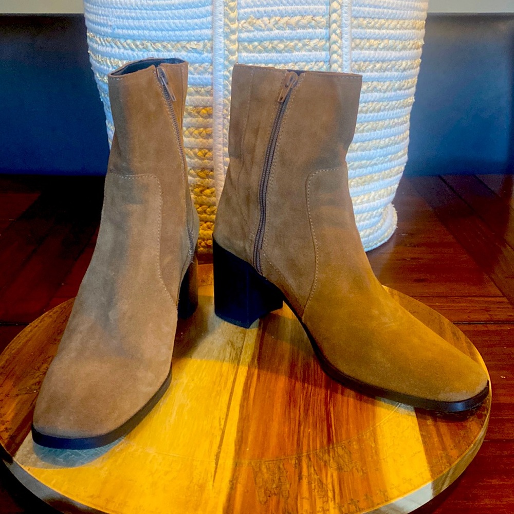 *Zara - Trafaluc - leather ankle - brown with zipper - 3” heel heig…